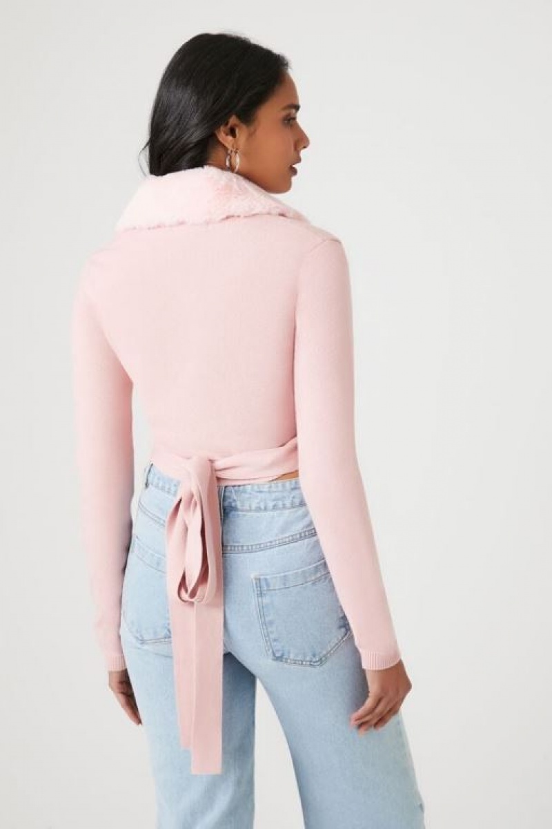 Suéteres Forever 21 Knit Wrap Crop Mujer Rosas | UaPjRiqXCrq