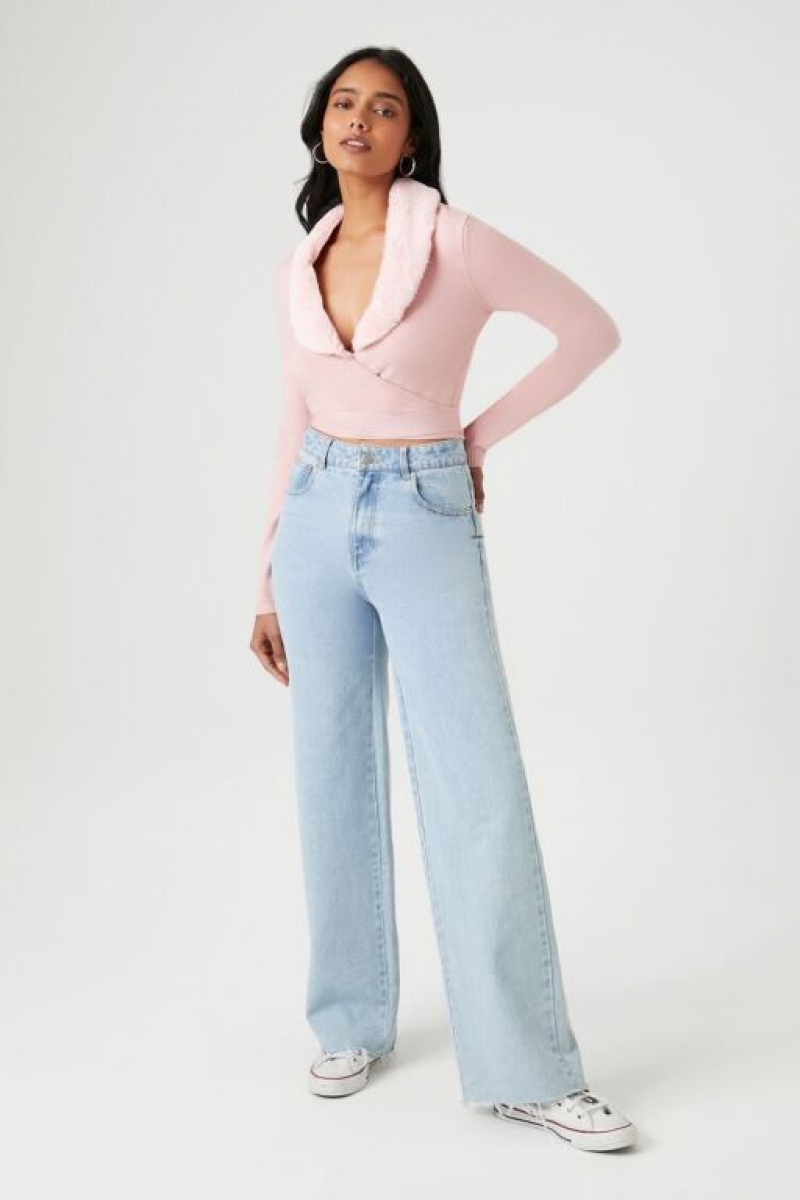 Suéteres Forever 21 Knit Wrap Crop Mujer Rosas | UaPjRiqXCrq