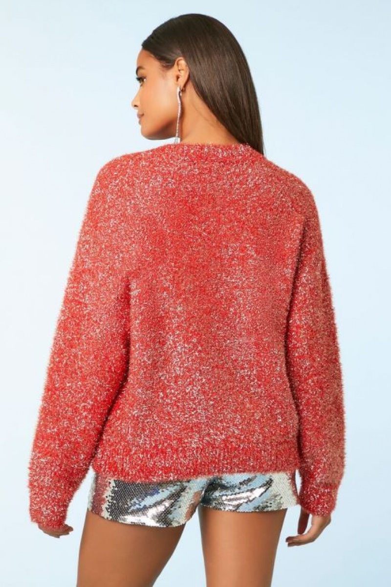 Suéteres Forever 21 Metallic Knit Mujer Rojas Multicolor | l2EPdDqKnLG