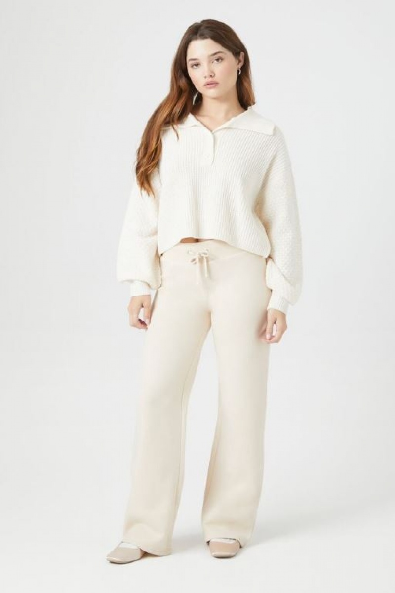 Suéteres Forever 21 Mixed Knit Cropped Mujer Creme | sNARUbEUUD6