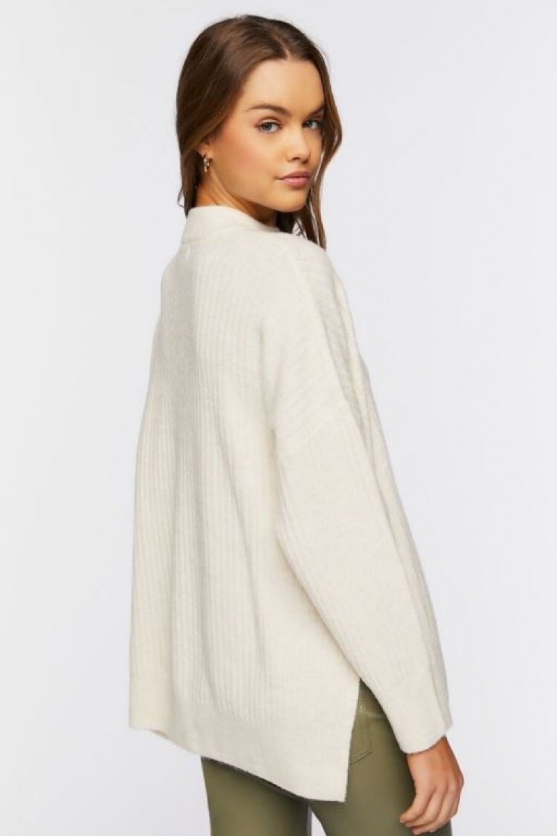 Suéteres Forever 21 Mock Neck Drop Sleeve Mujer Creme | AiXnsaqCBbs