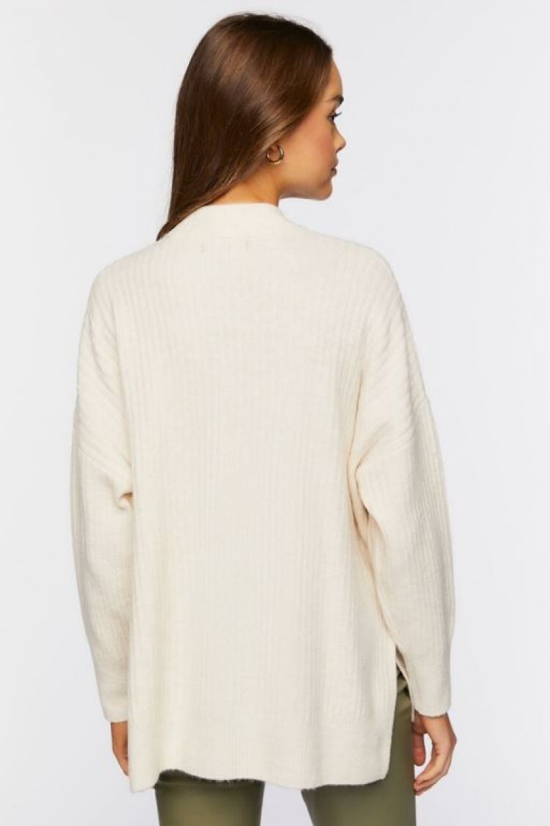 Suéteres Forever 21 Mock Neck Drop Sleeve Mujer Creme | AiXnsaqCBbs