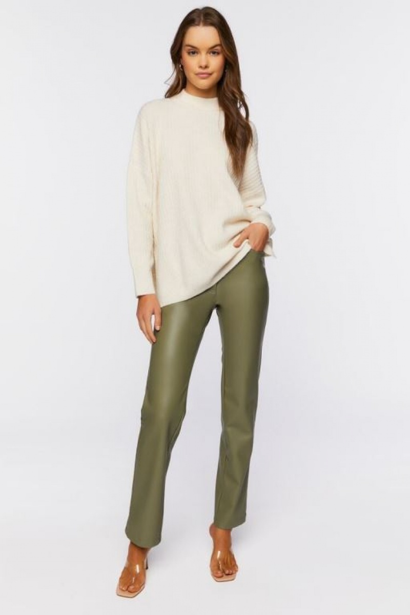 Suéteres Forever 21 Mock Neck Drop Sleeve Mujer Creme | AiXnsaqCBbs