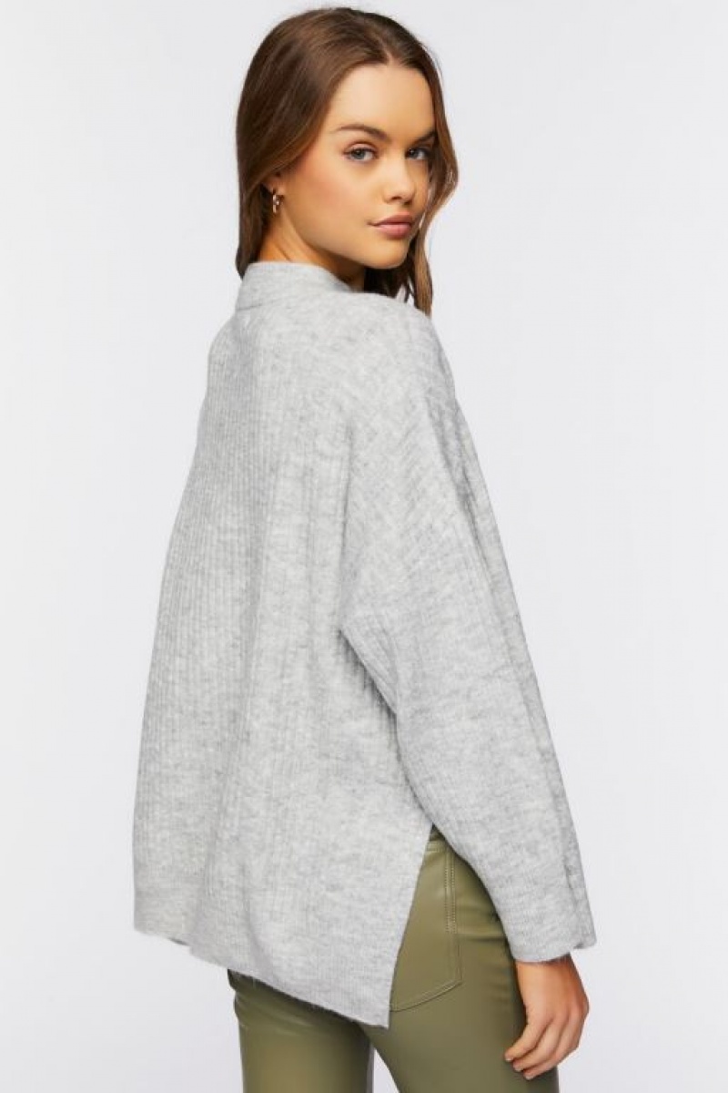 Suéteres Forever 21 Mock Neck Drop Sleeve Mujer Gris | QAAtTrRU57U