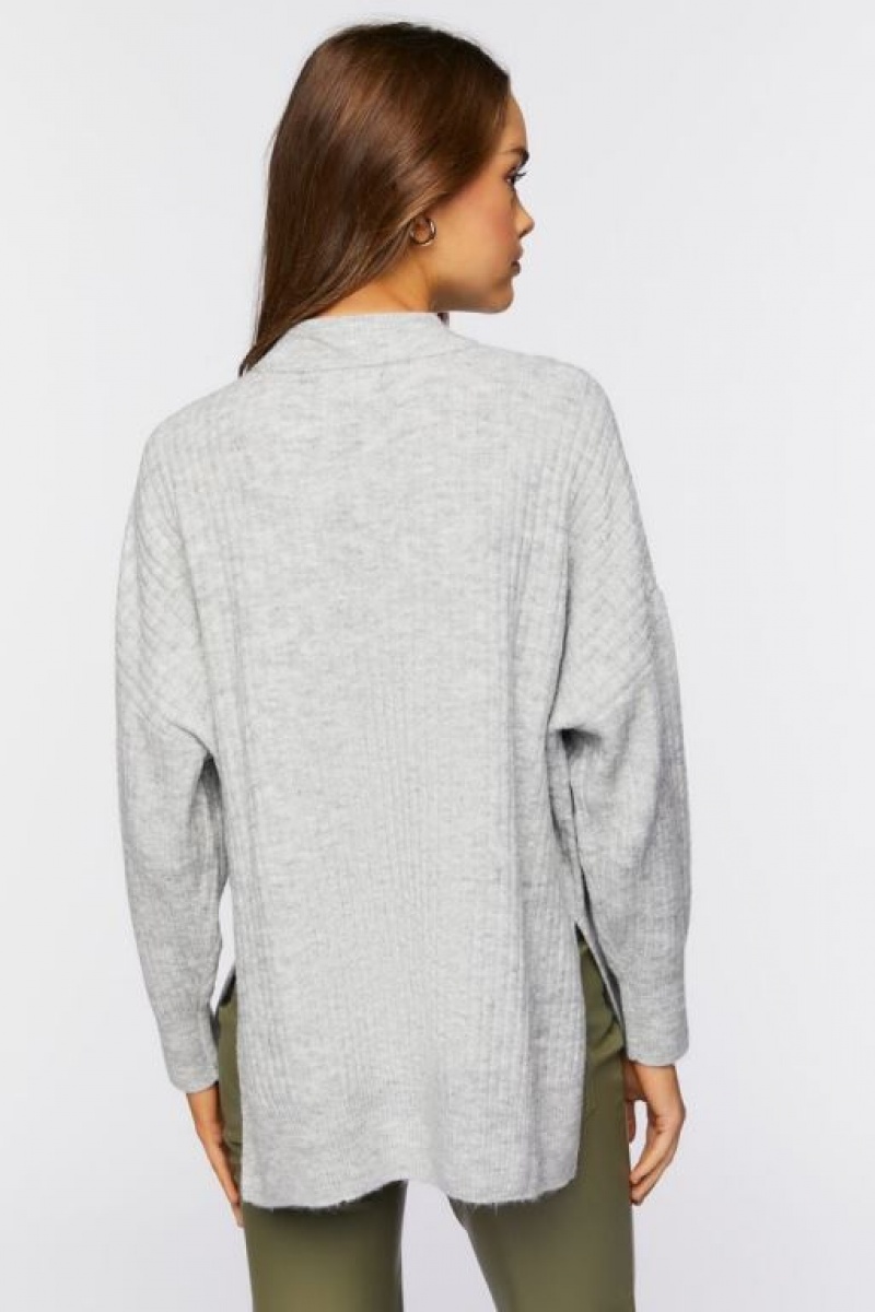 Suéteres Forever 21 Mock Neck Drop Sleeve Mujer Gris | QAAtTrRU57U