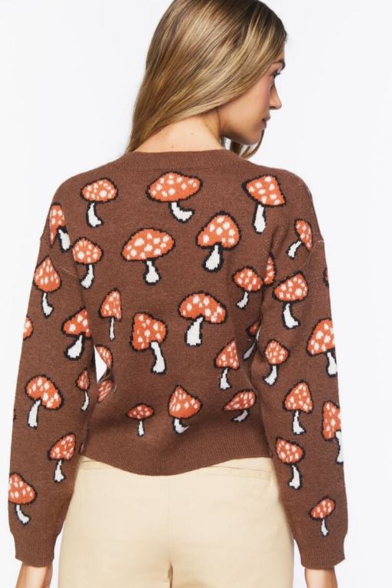 Suéteres Forever 21 Mushroom Drop Sleeve Mujer Marrones Multicolor | kB0JsWHOmO3