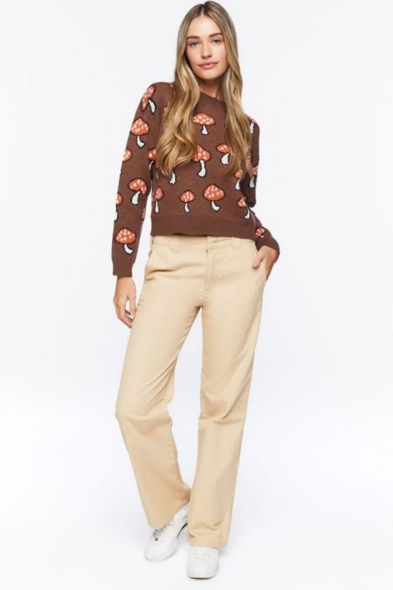 Suéteres Forever 21 Mushroom Drop Sleeve Mujer Marrones Multicolor | kB0JsWHOmO3