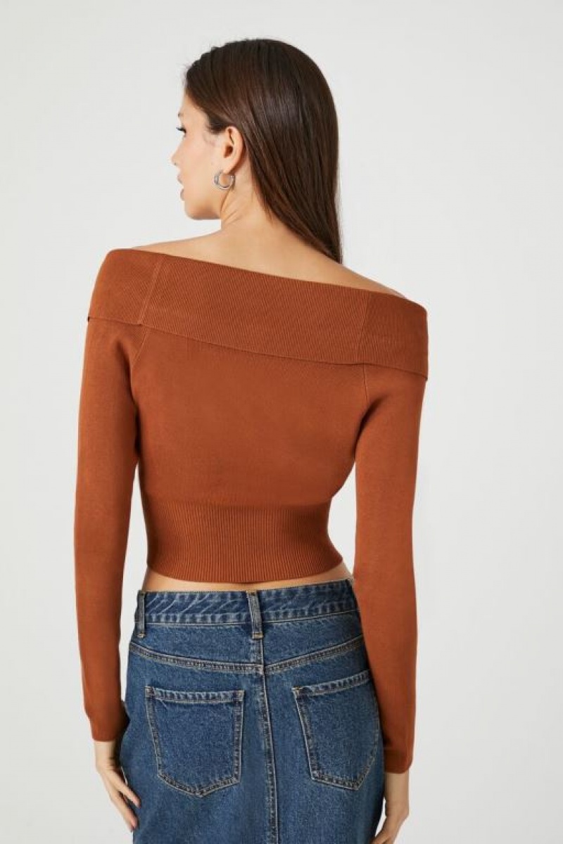 Suéteres Forever 21 Off The Shoulder Crossover Mujer Rojas | nnJvbRl86Np