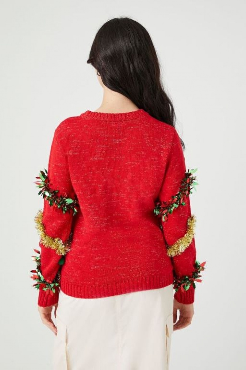 Suéteres Forever 21 Pom Pom Tinsel Holiday Mujer Rojas Multicolor | udyQcfBVBt8