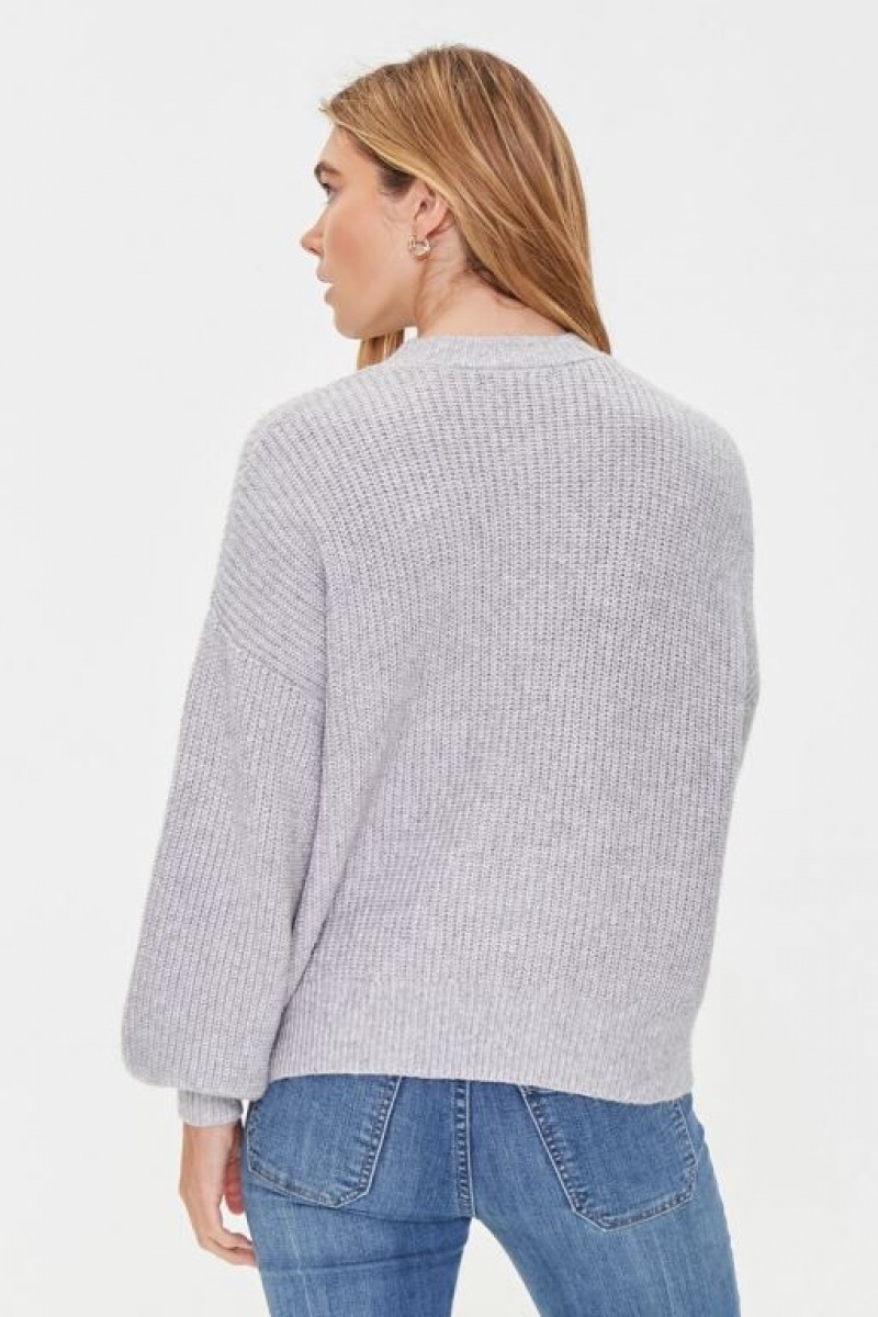 Suéteres Forever 21 Purl Knit Drop Sleeve Mujer Gris | ftWFQWuINE2