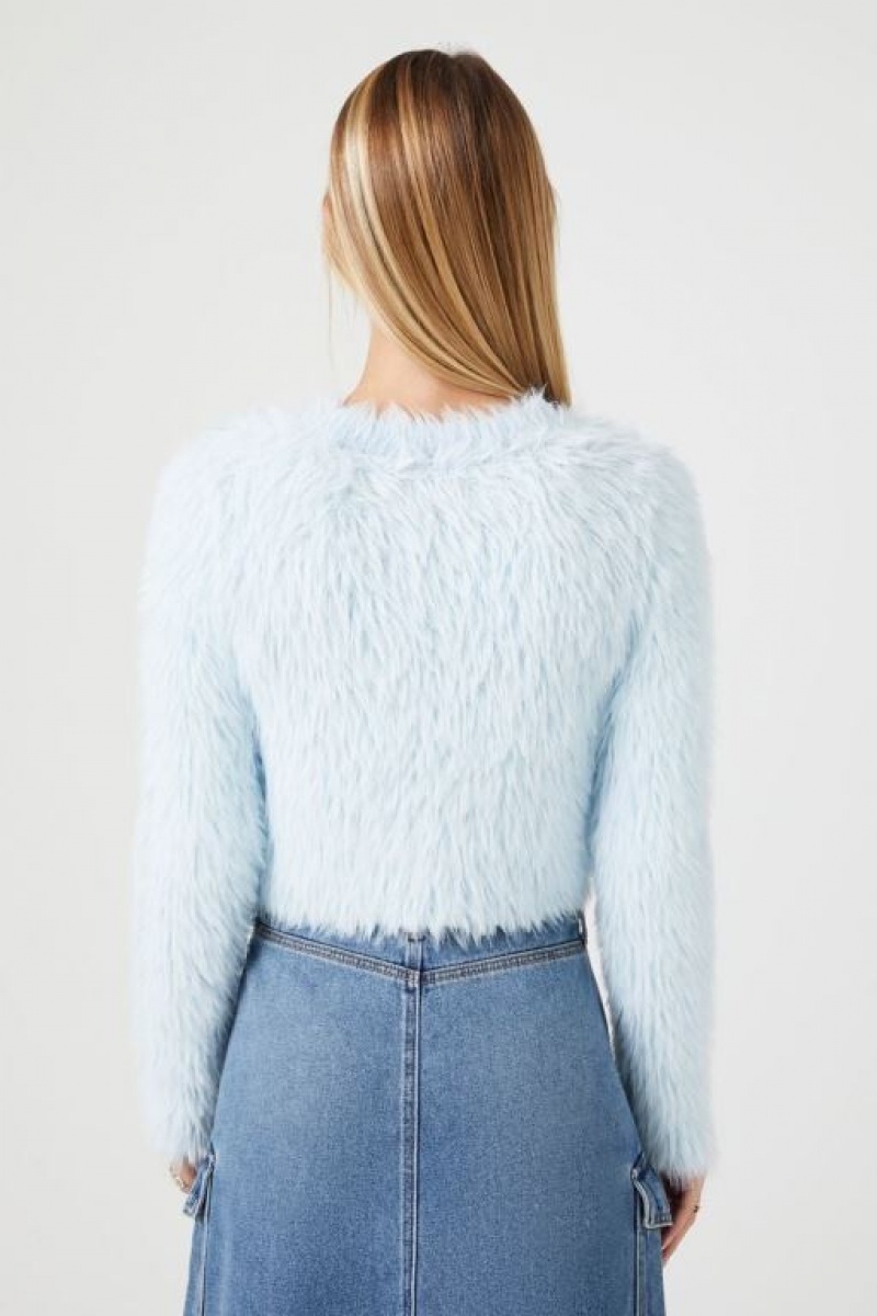 Suéteres Forever 21 Shaggy Faux Fur Mujer Azules Claro | 4x8BLgmedvl