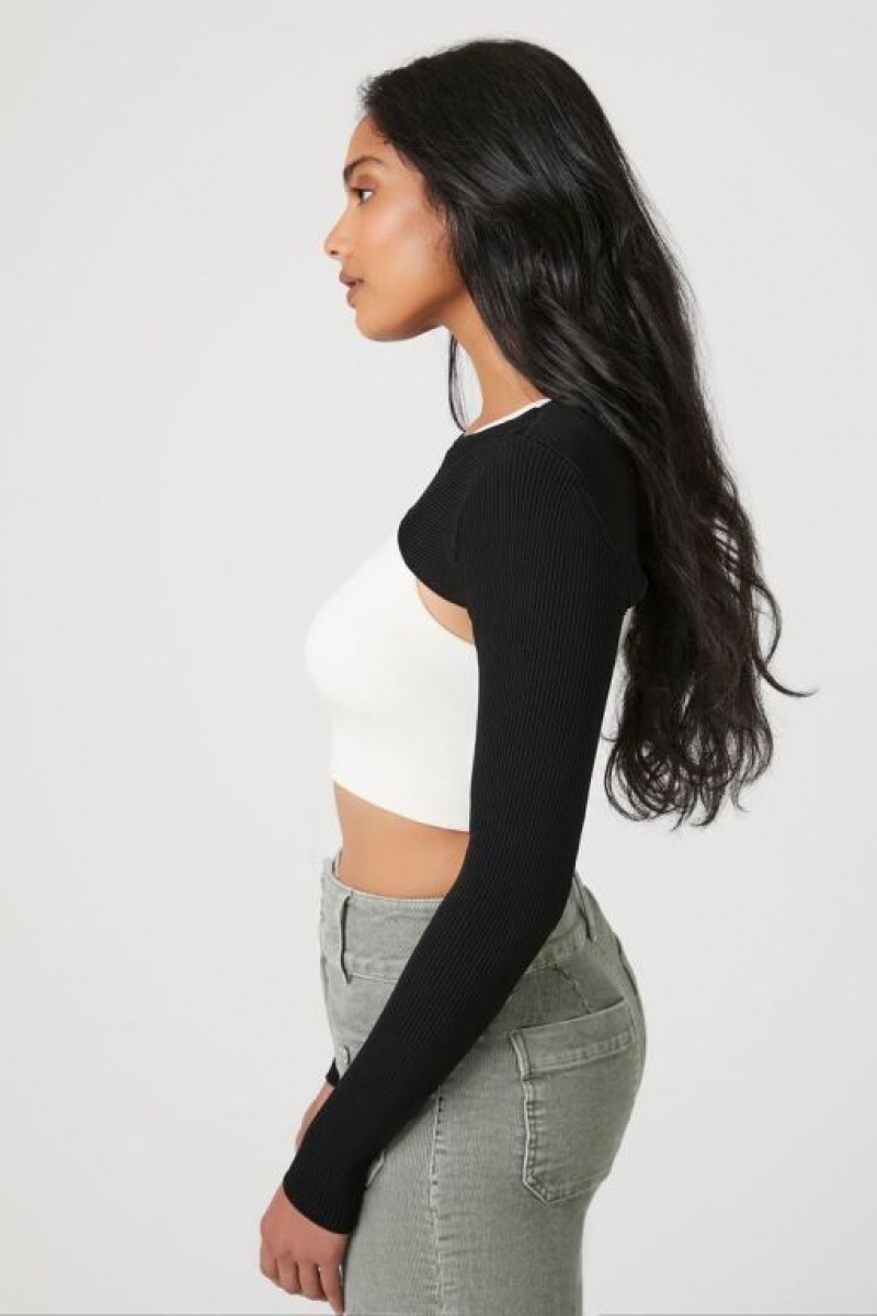 Suéteres Forever 21 Super Cropped Knit Mujer Negras | Lhdda1ZudYT