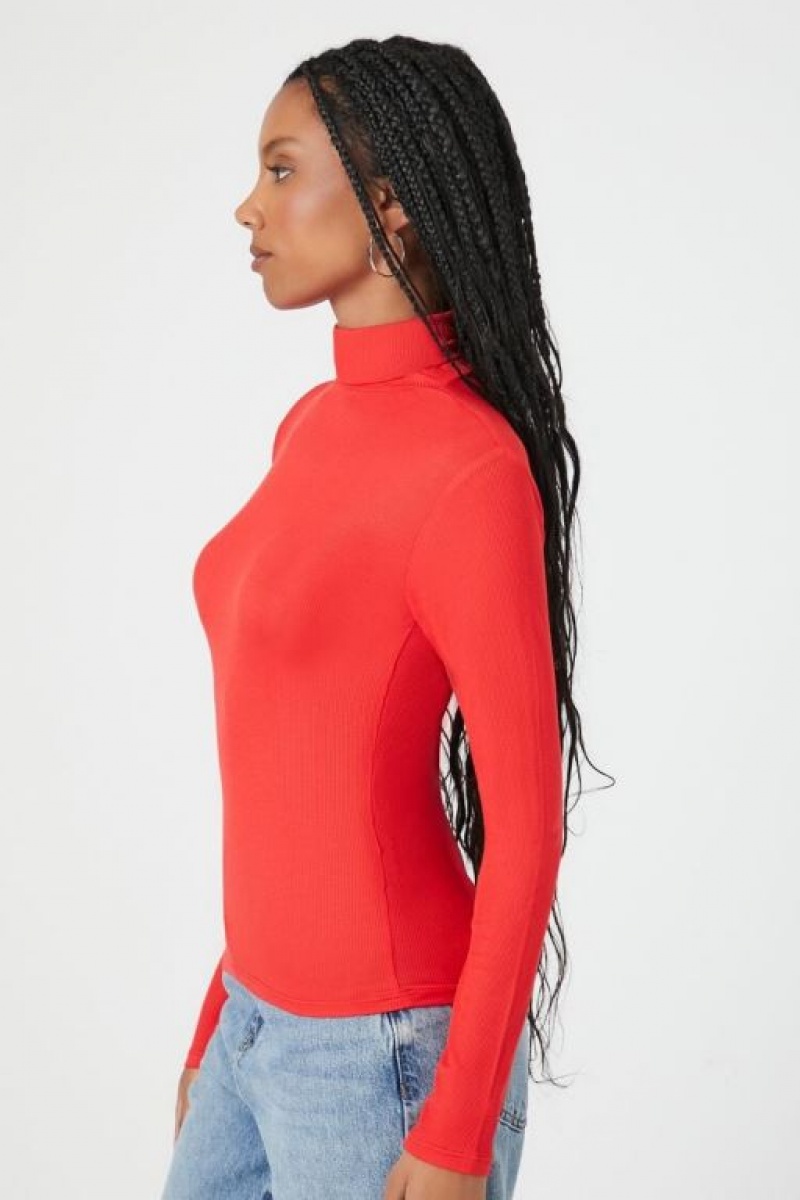 Suéteres Forever 21 Turtleneck Long Sleeve Mujer Rojas | 5QmrdW6GU5O