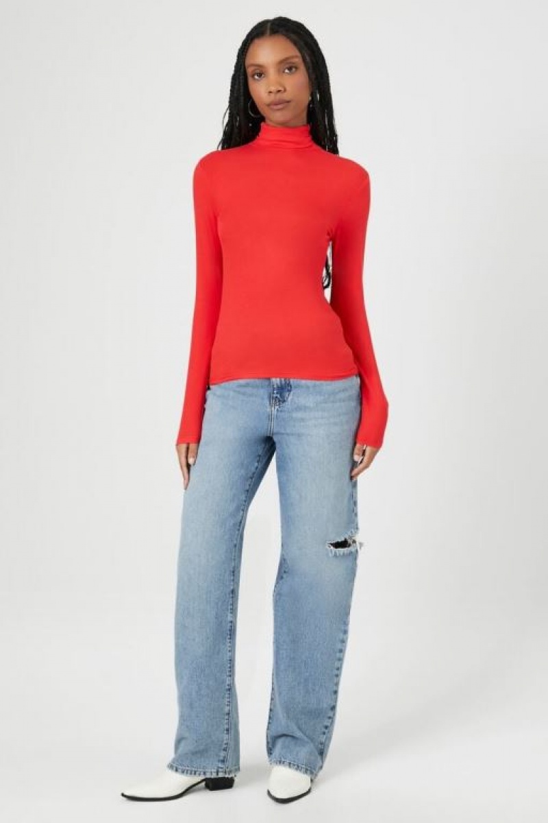 Suéteres Forever 21 Turtleneck Long Sleeve Mujer Rojas | 5QmrdW6GU5O