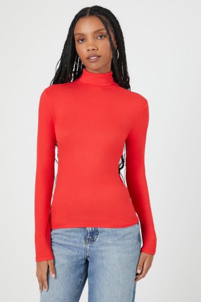 Suéteres Forever 21 Turtleneck Long Sleeve Mujer Rojas | 5QmrdW6GU5O