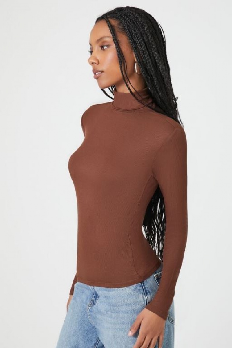 Suéteres Forever 21 Turtleneck Long Sleeve Mujer Marrones | J7APJNQHpiC