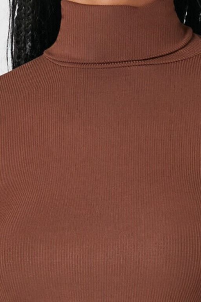 Suéteres Forever 21 Turtleneck Long Sleeve Mujer Marrones | J7APJNQHpiC