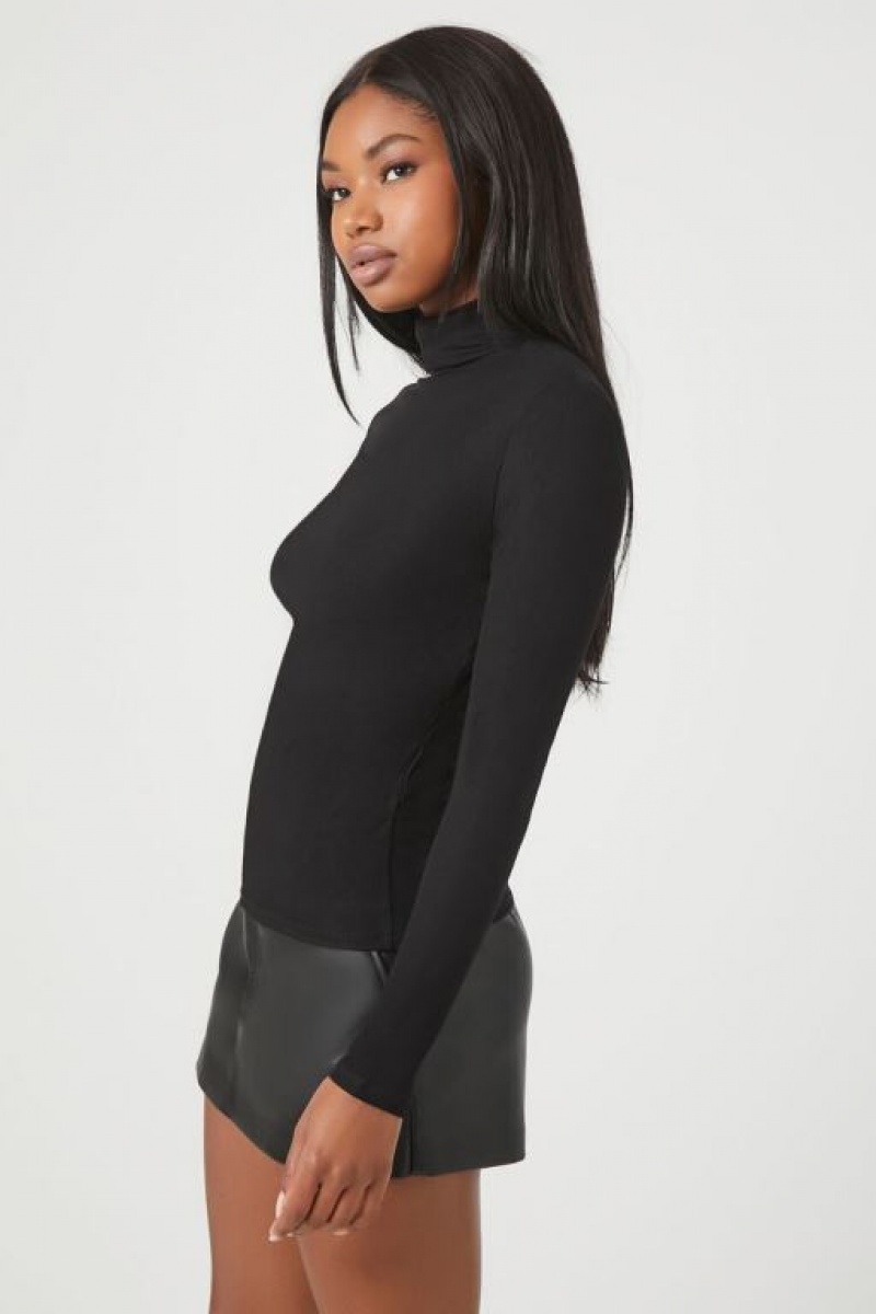 Suéteres Forever 21 Turtleneck Long Sleeve Mujer Negras | JuJF3y6n0cU