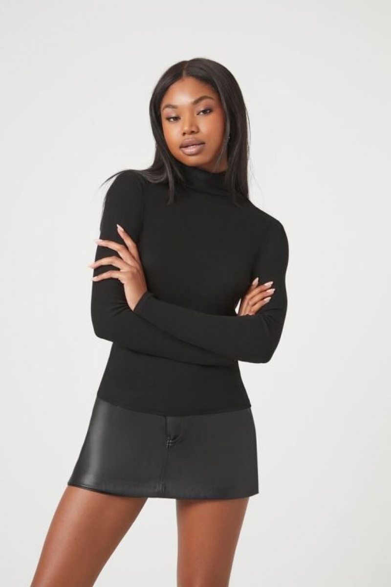 Suéteres Forever 21 Turtleneck Long Sleeve Mujer Negras | JuJF3y6n0cU