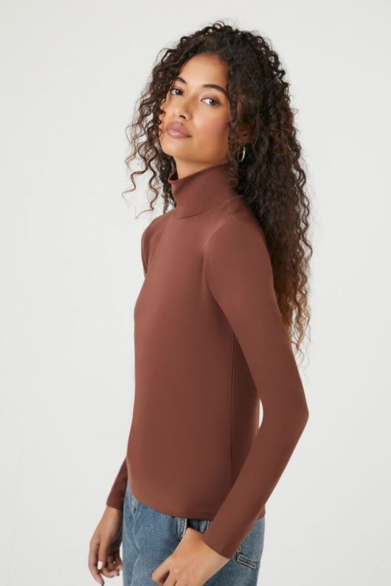 Suéteres Forever 21 Turtleneck Long Sleeve Mujer Chocolate | 0XqcKEYTx5d