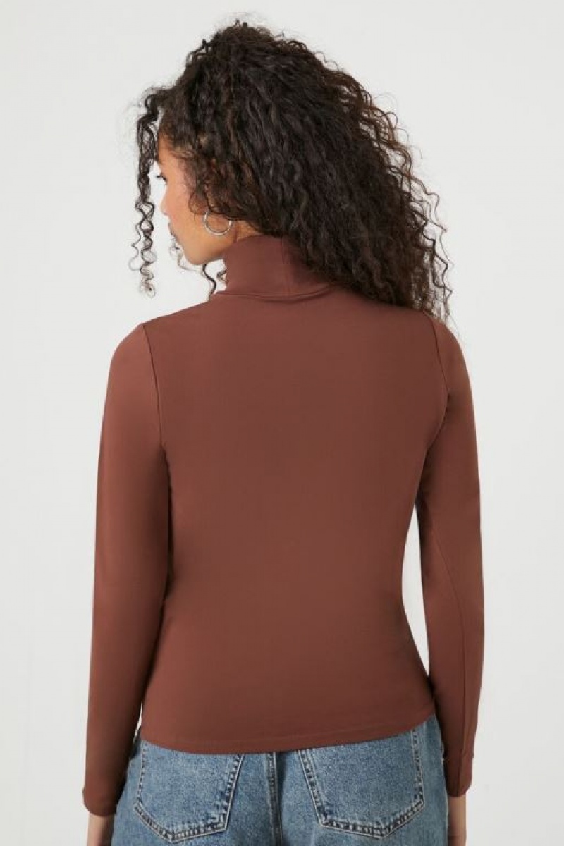 Suéteres Forever 21 Turtleneck Long Sleeve Mujer Chocolate | 0XqcKEYTx5d