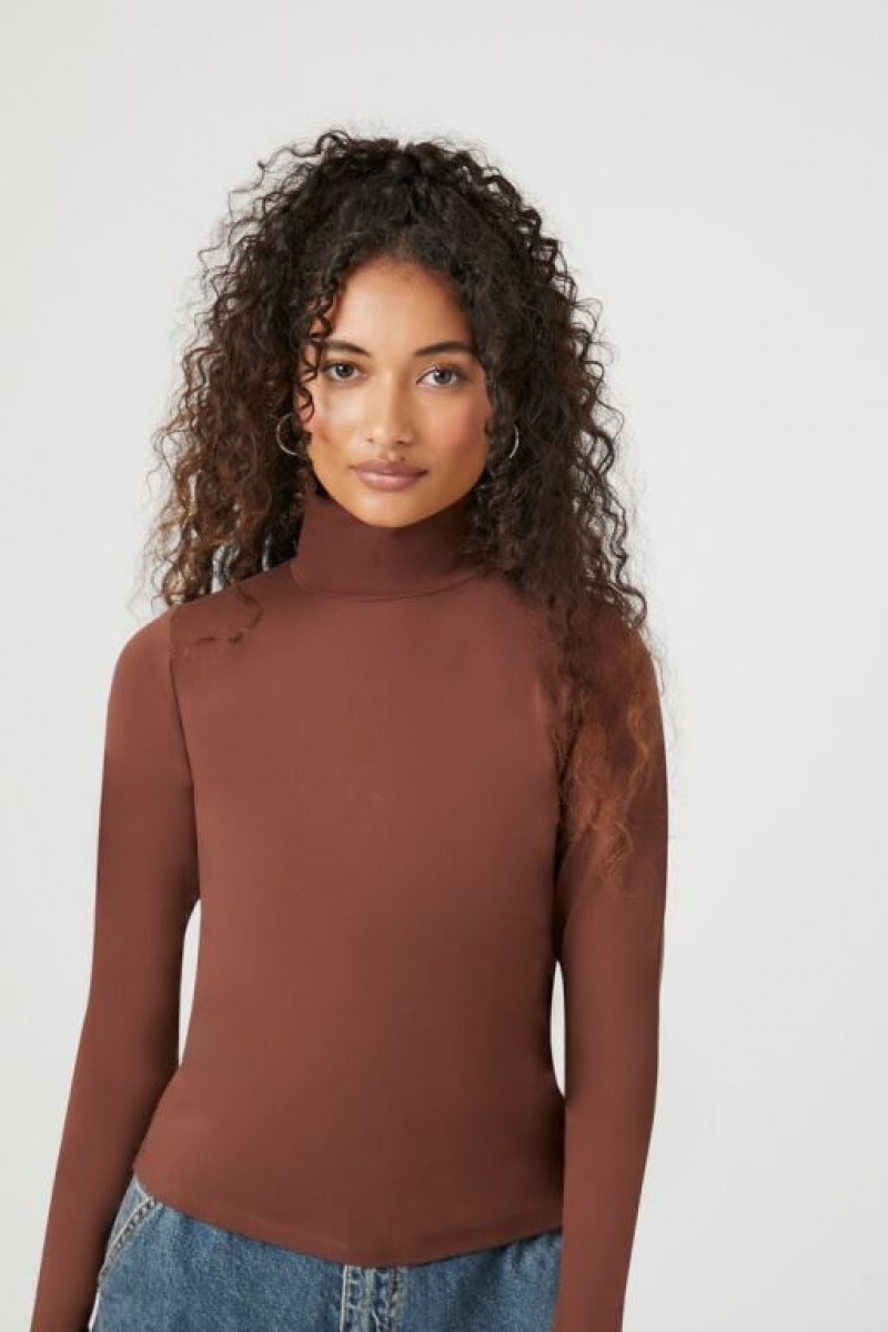 Suéteres Forever 21 Turtleneck Long Sleeve Mujer Chocolate | 0XqcKEYTx5d