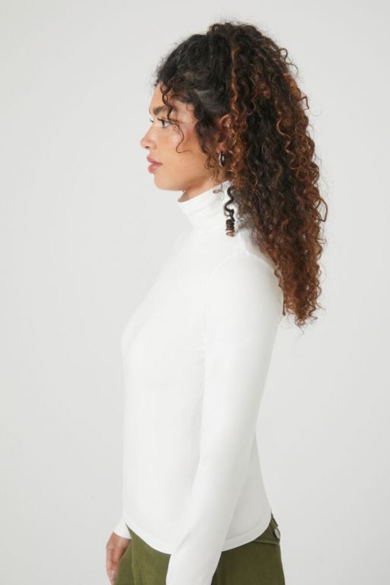 Suéteres Forever 21 Turtleneck Long Sleeve Mujer Blancas | MorDnyu2sS6