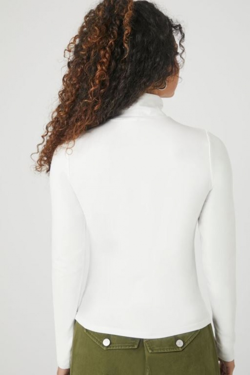 Suéteres Forever 21 Turtleneck Long Sleeve Mujer Blancas | MorDnyu2sS6