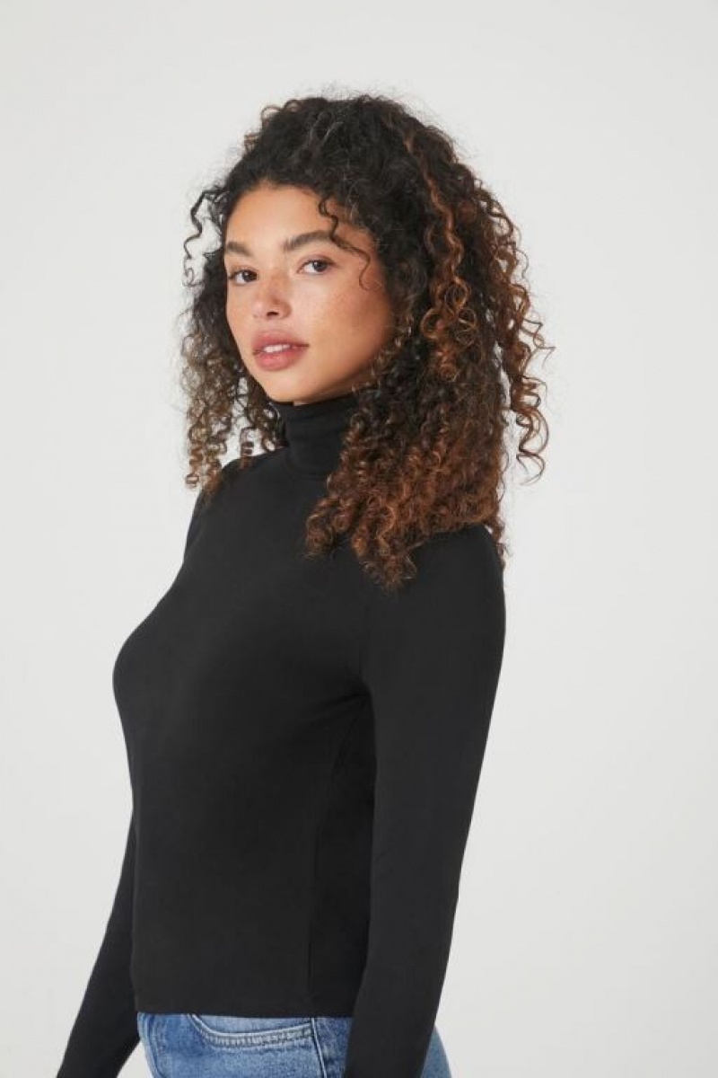 Suéteres Forever 21 Turtleneck Long Sleeve Mujer Negras | HYuqF4X4XDm