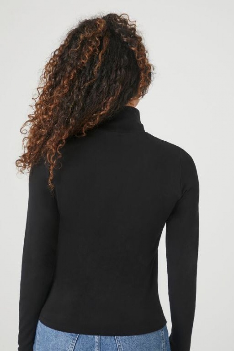 Suéteres Forever 21 Turtleneck Long Sleeve Mujer Negras | HYuqF4X4XDm