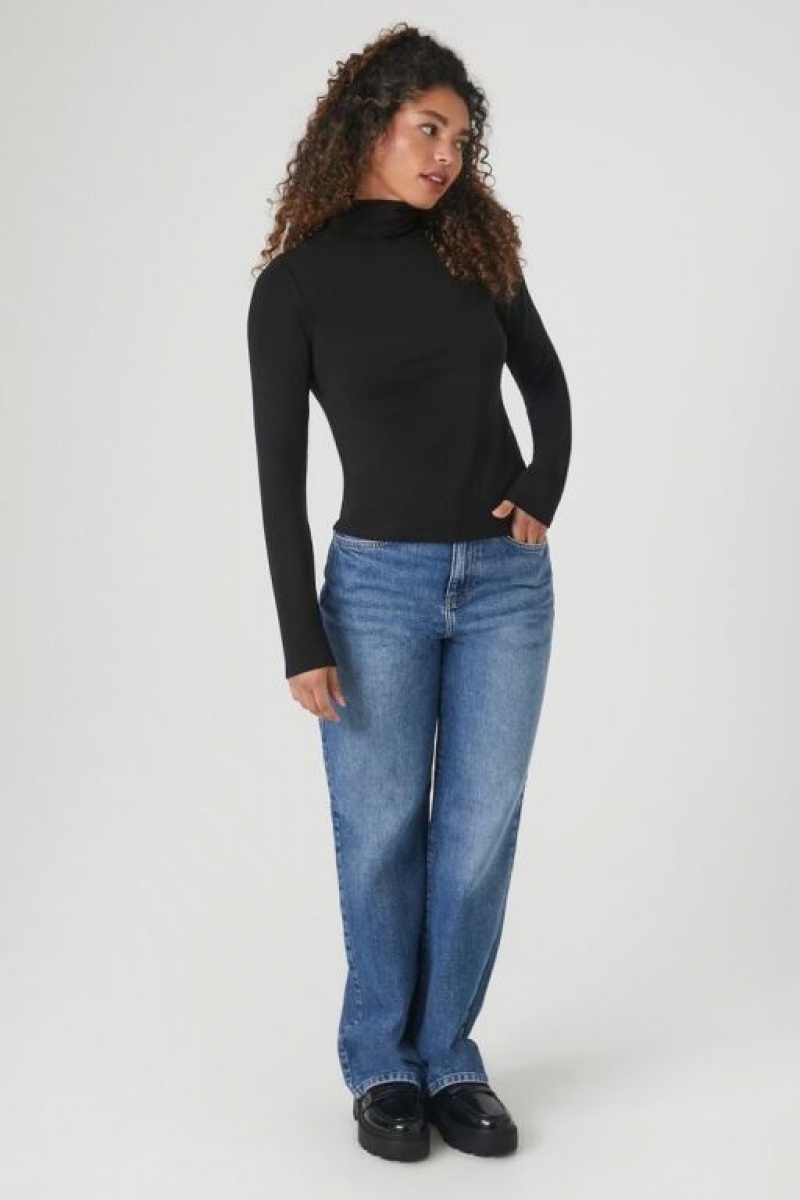 Suéteres Forever 21 Turtleneck Long Sleeve Mujer Negras | HYuqF4X4XDm