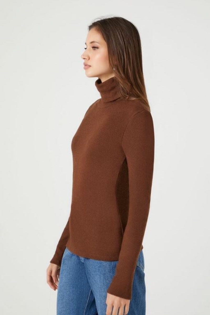 Suéteres Forever 21 Turtleneck Long Sleeve Mujer Marrones | E4HKSZAXOco