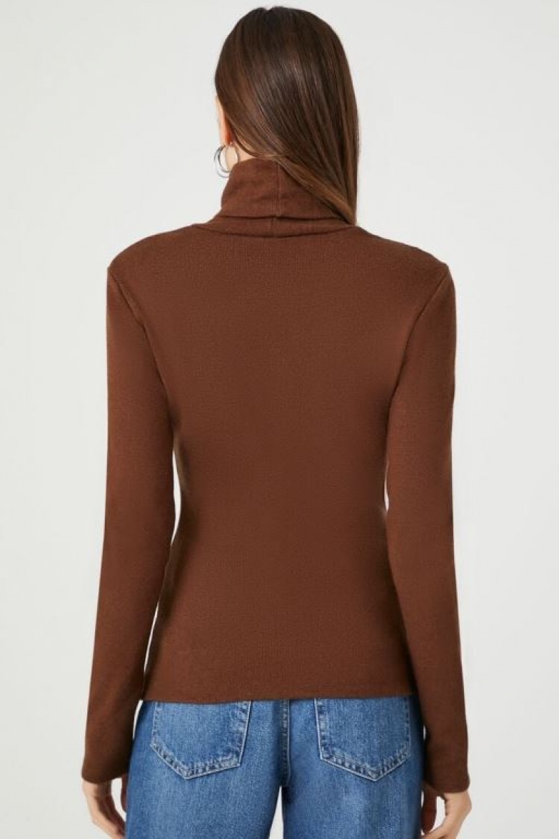 Suéteres Forever 21 Turtleneck Long Sleeve Mujer Marrones | E4HKSZAXOco