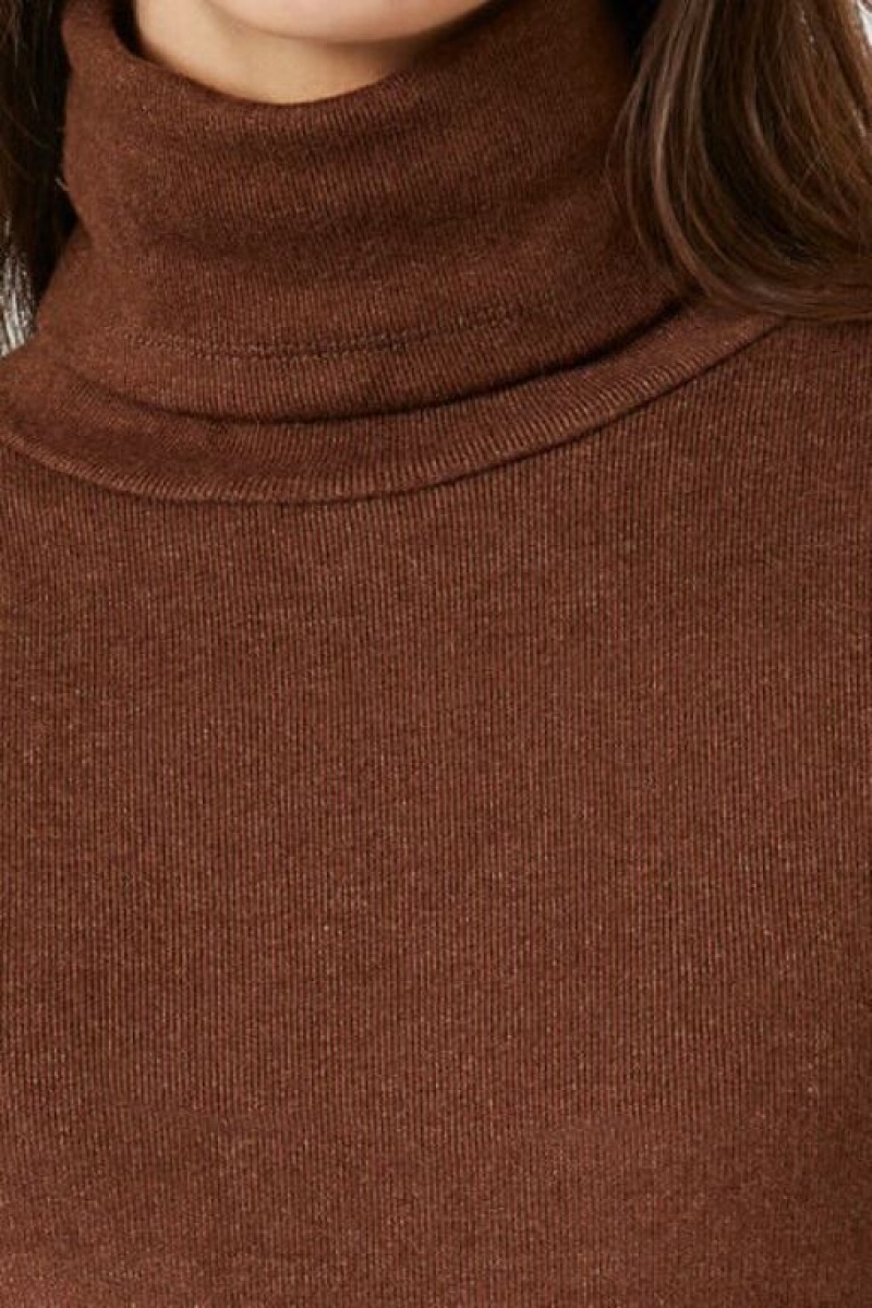 Suéteres Forever 21 Turtleneck Long Sleeve Mujer Marrones | E4HKSZAXOco