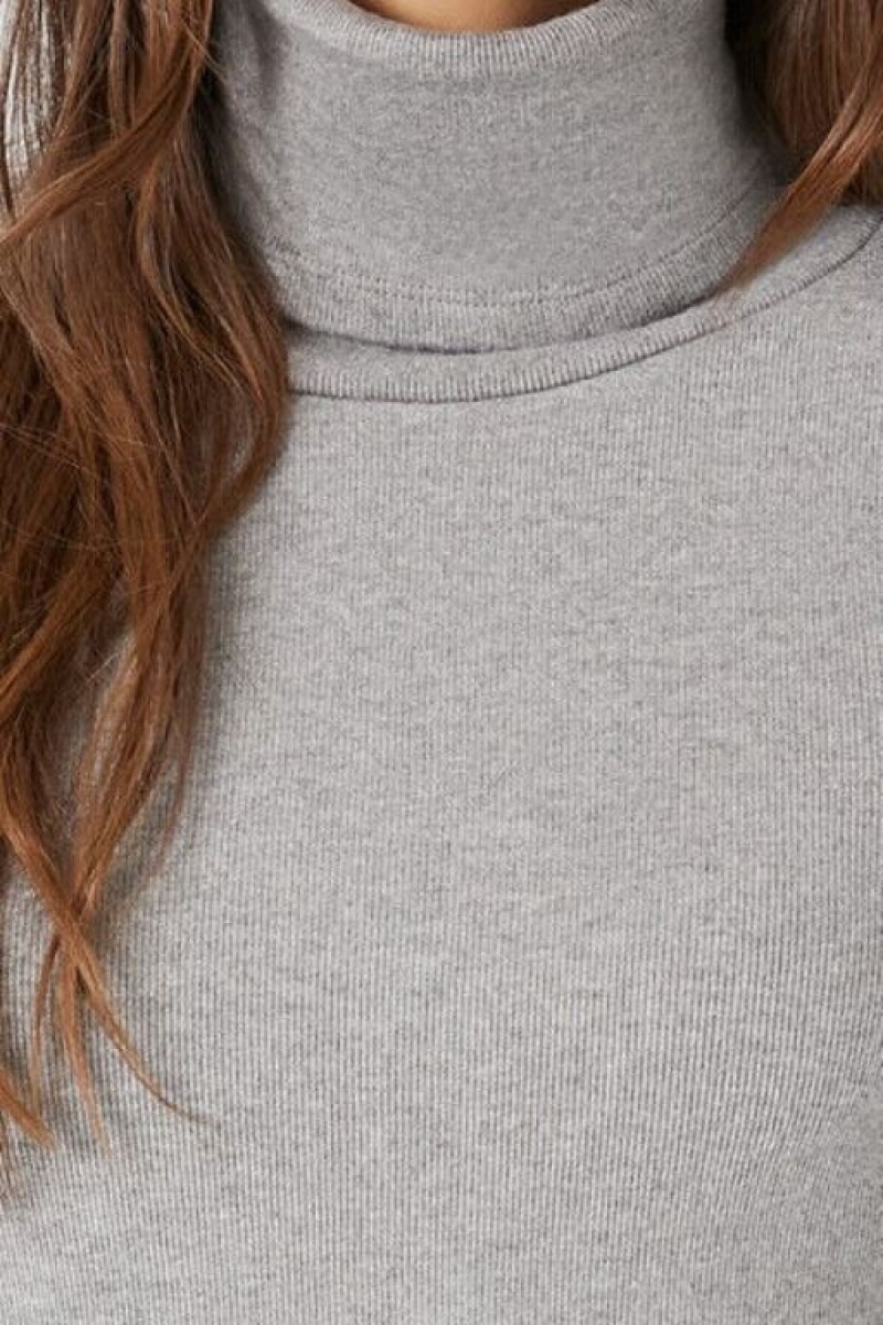 Suéteres Forever 21 Turtleneck Long Sleeve Mujer Gris | mHcfzPk8Xto