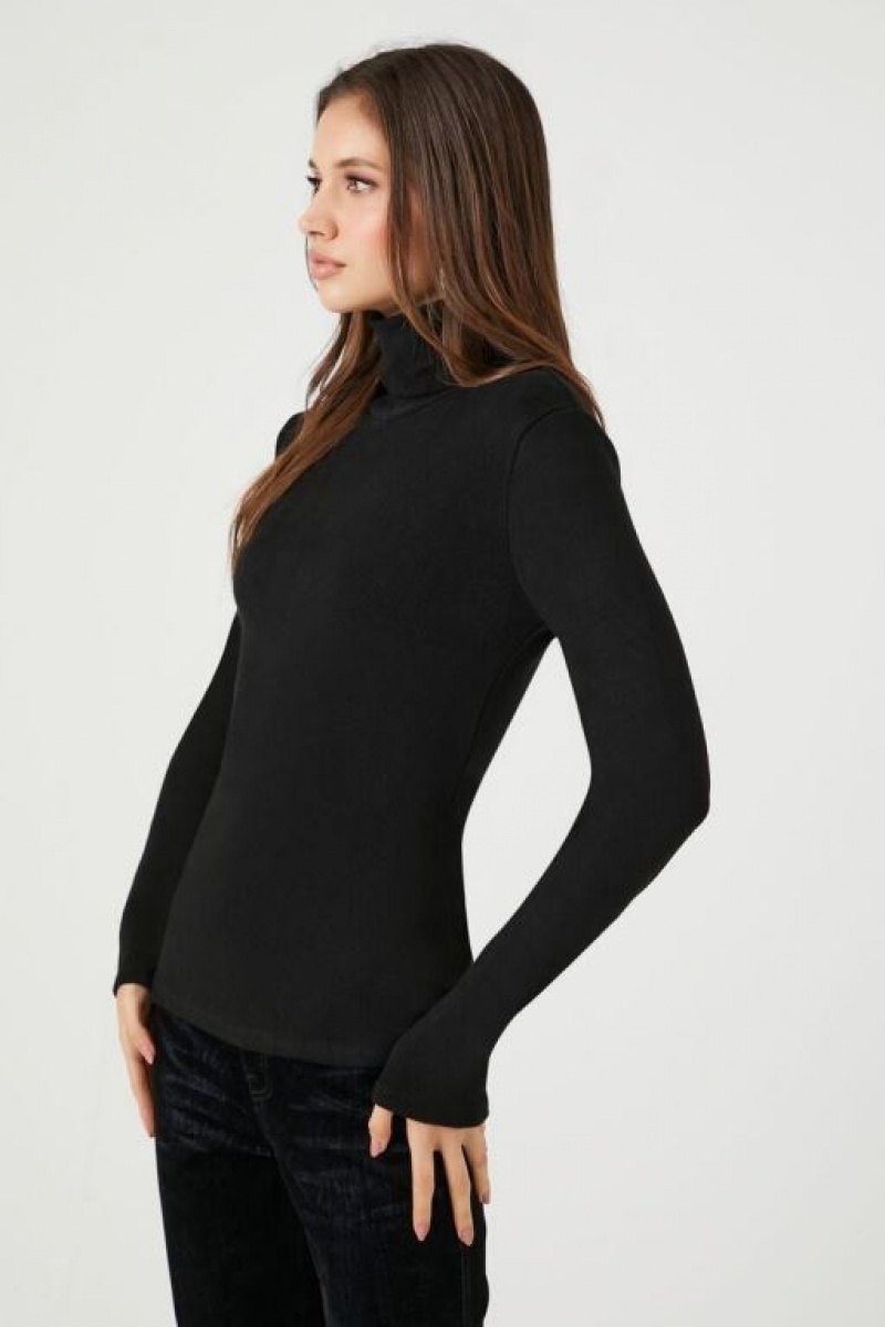 Suéteres Forever 21 Turtleneck Long Sleeve Mujer Negras | fIuXW4SPyWh