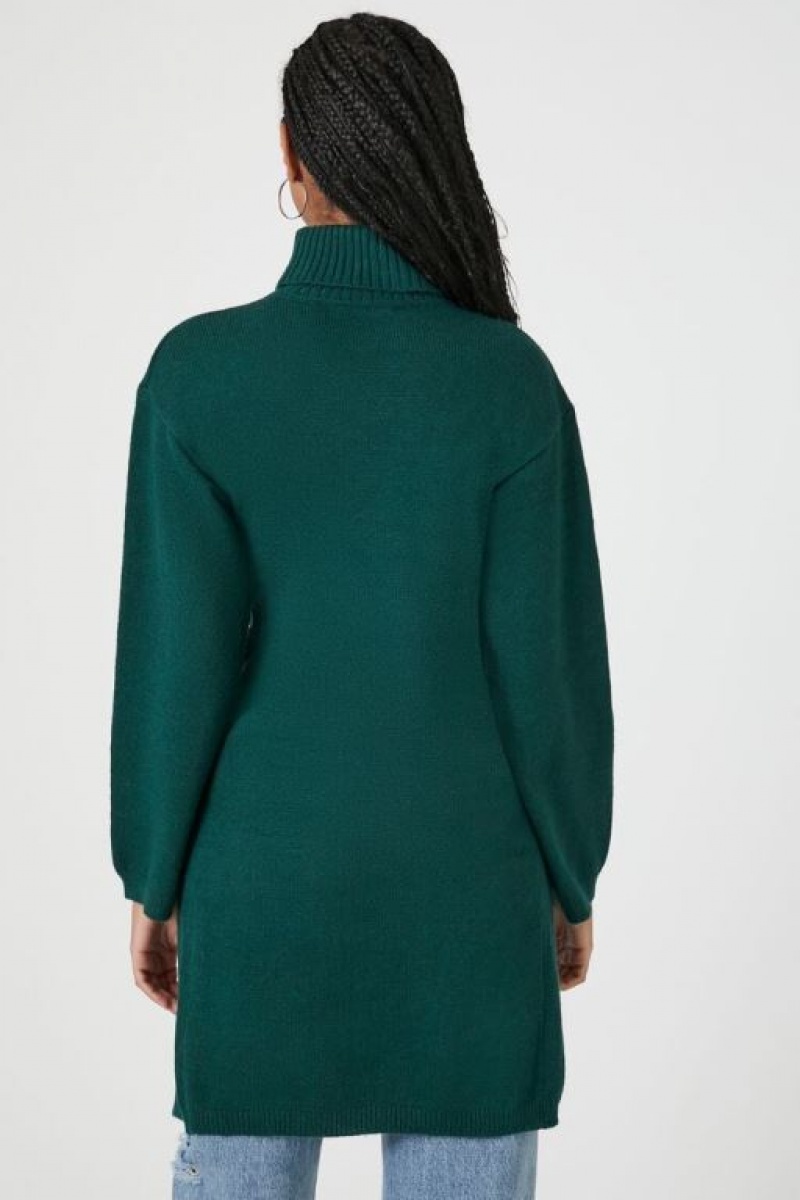 Suéteres Forever 21 Turtleneck Split Hem Mujer Verde | 57KRxz83fav