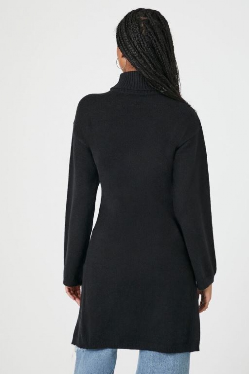 Suéteres Forever 21 Turtleneck Split Hem Mujer Negras | d0ay95GjuYK