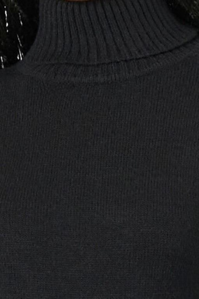 Suéteres Forever 21 Turtleneck Split Hem Mujer Negras | d0ay95GjuYK