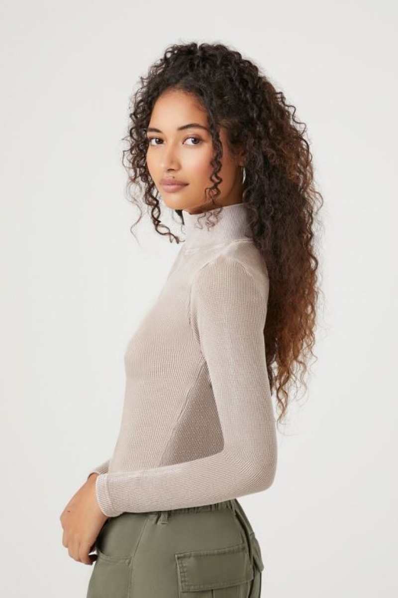 Suéteres Forever 21 Waffle Knit Turtleneck Mujer Goat | N049XBPYpg1