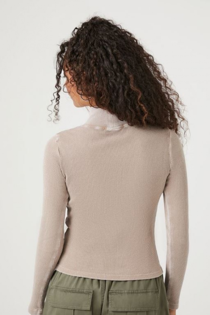 Suéteres Forever 21 Waffle Knit Turtleneck Mujer Goat | N049XBPYpg1