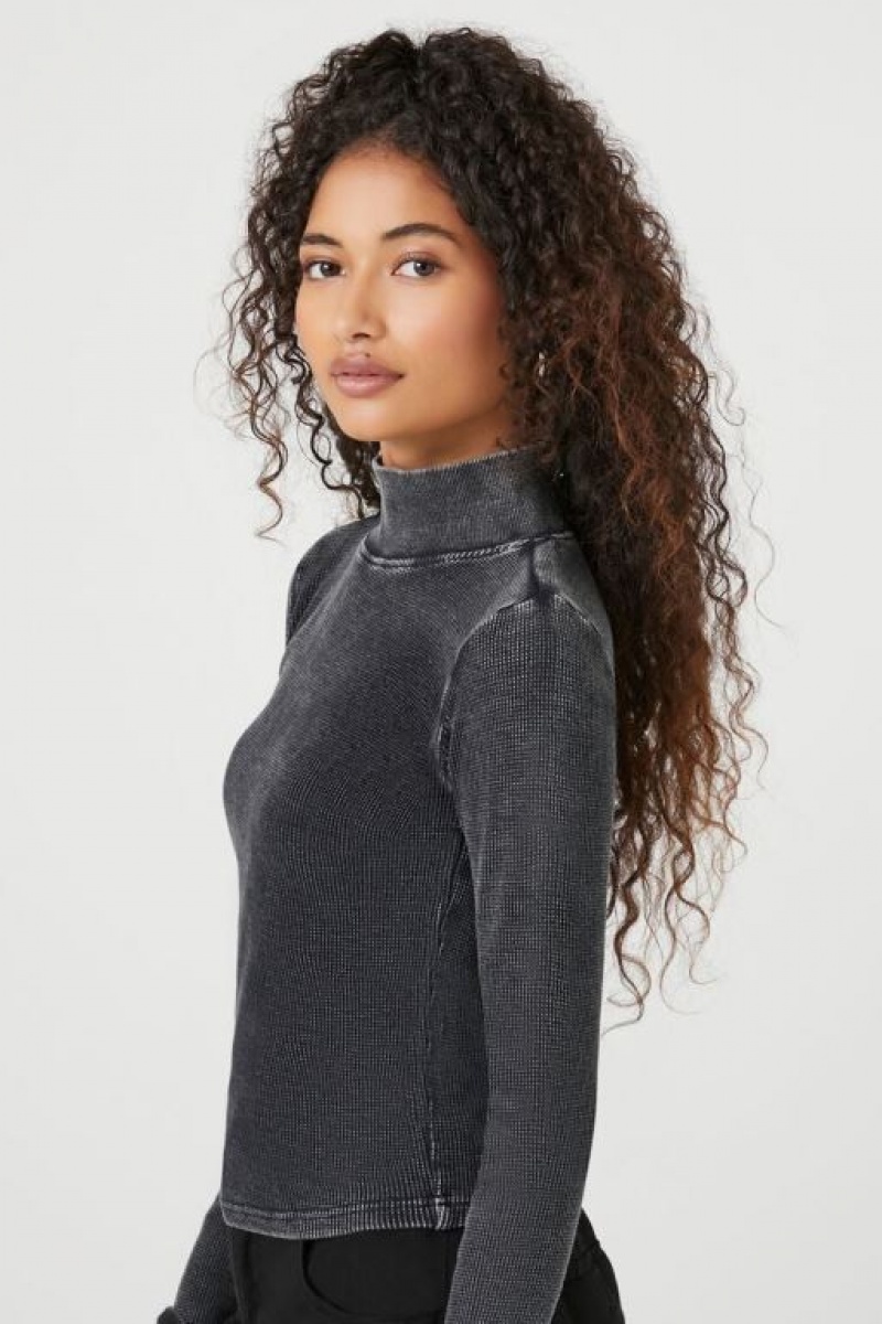 Suéteres Forever 21 Waffle Knit Turtleneck Mujer Negras | koF9EkDLyYe