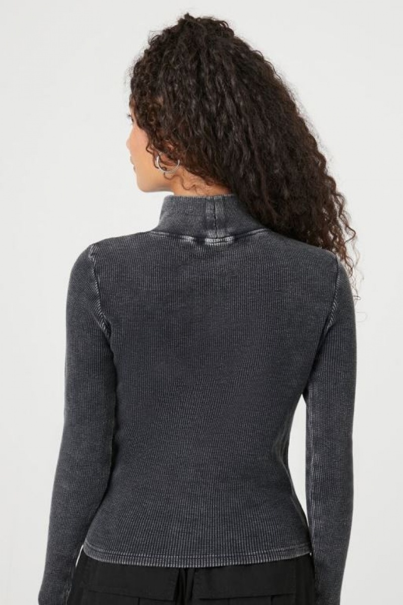 Suéteres Forever 21 Waffle Knit Turtleneck Mujer Negras | koF9EkDLyYe