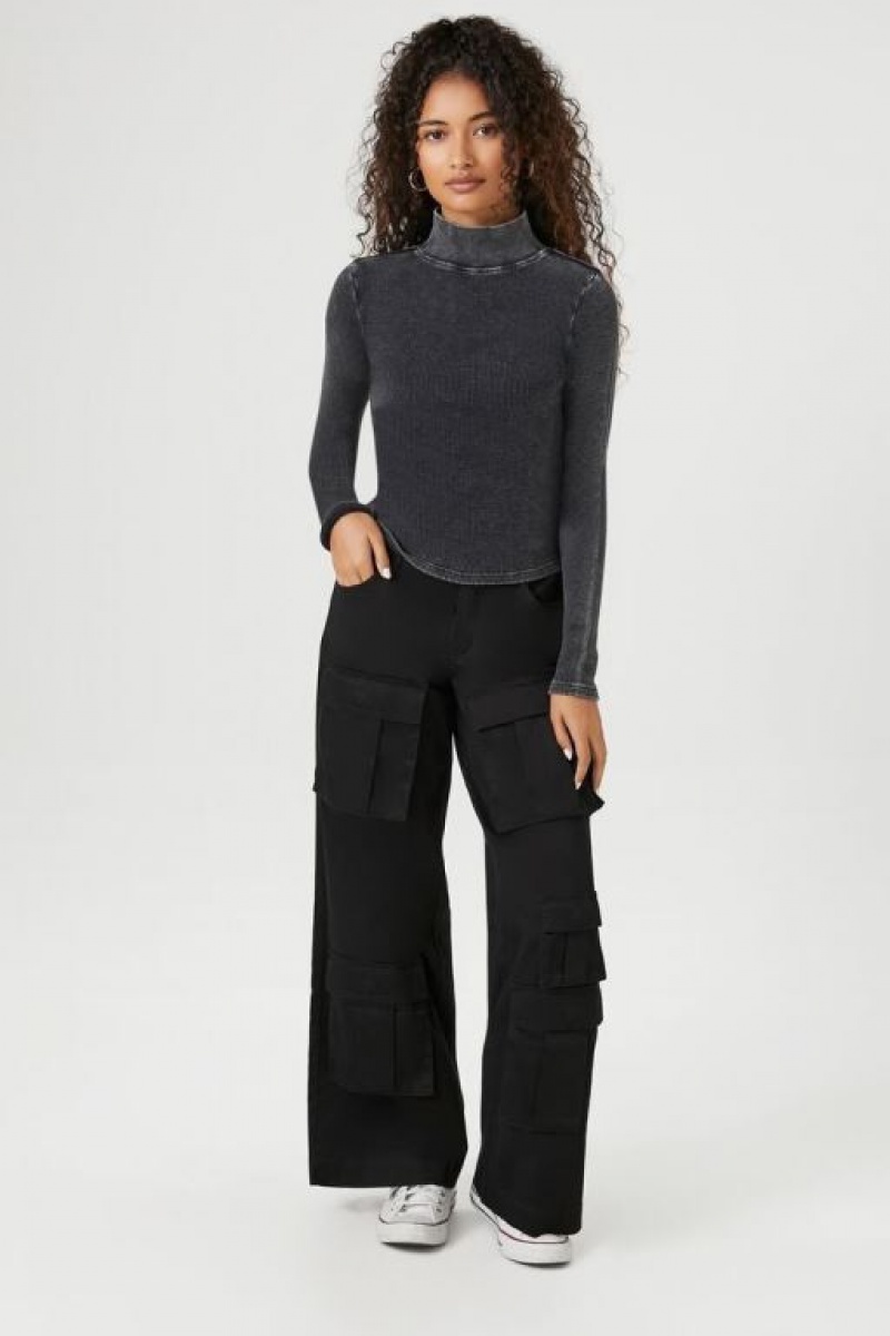 Suéteres Forever 21 Waffle Knit Turtleneck Mujer Negras | koF9EkDLyYe