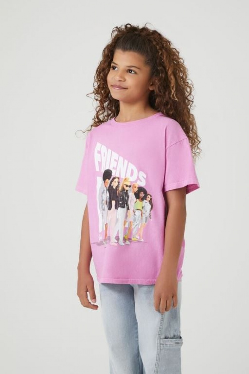 Tops Forever 21 Girls Barbie Friends Estampadas Niños Rosas Multicolor | URjg5qZhjHs