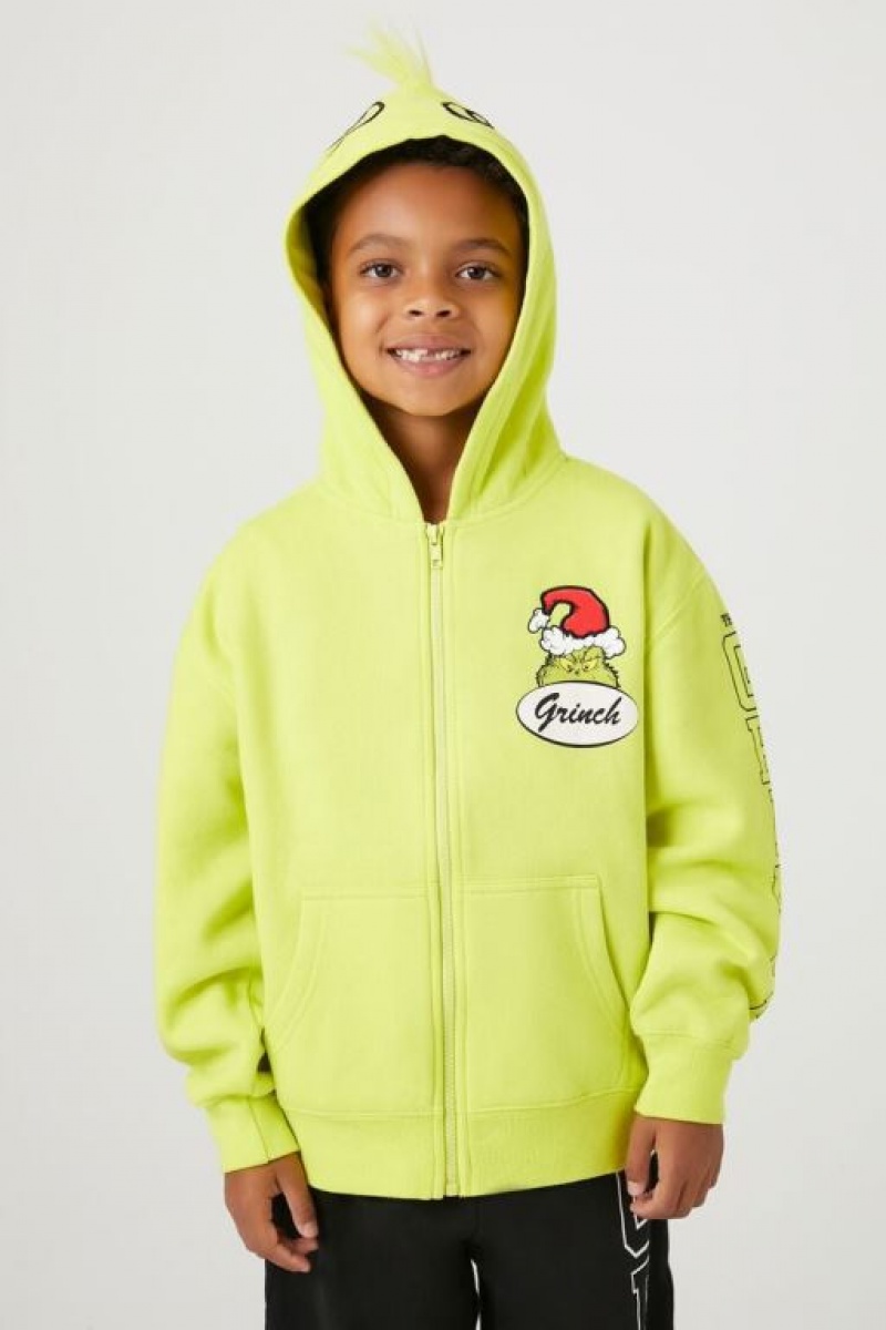 Tops Forever 21 Girls Boys Grinch Estampadas Zip Up Niños Verde Multicolor | ubSt2XR24xV