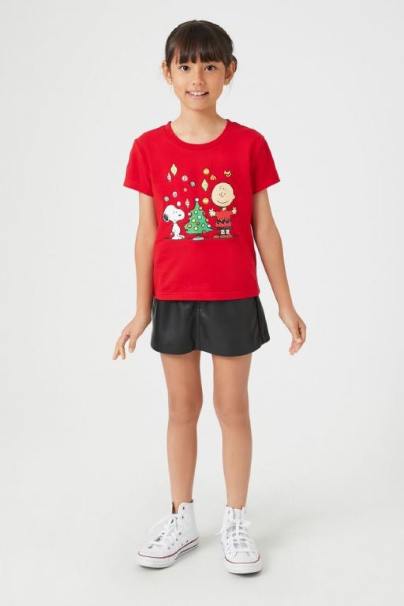 Tops Forever 21 Girls Christmas Charlie Brown Estampadas Niños Rojas Multicolor | HNuJ1bg4NAe