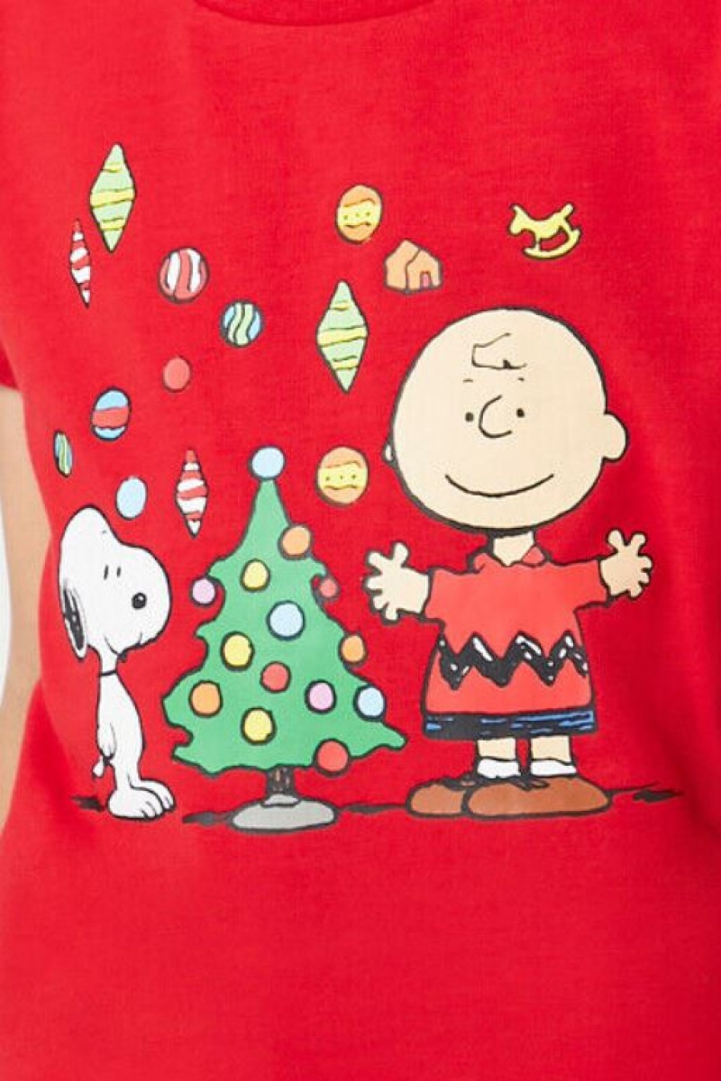 Tops Forever 21 Girls Christmas Charlie Brown Estampadas Niños Rojas Multicolor | HNuJ1bg4NAe