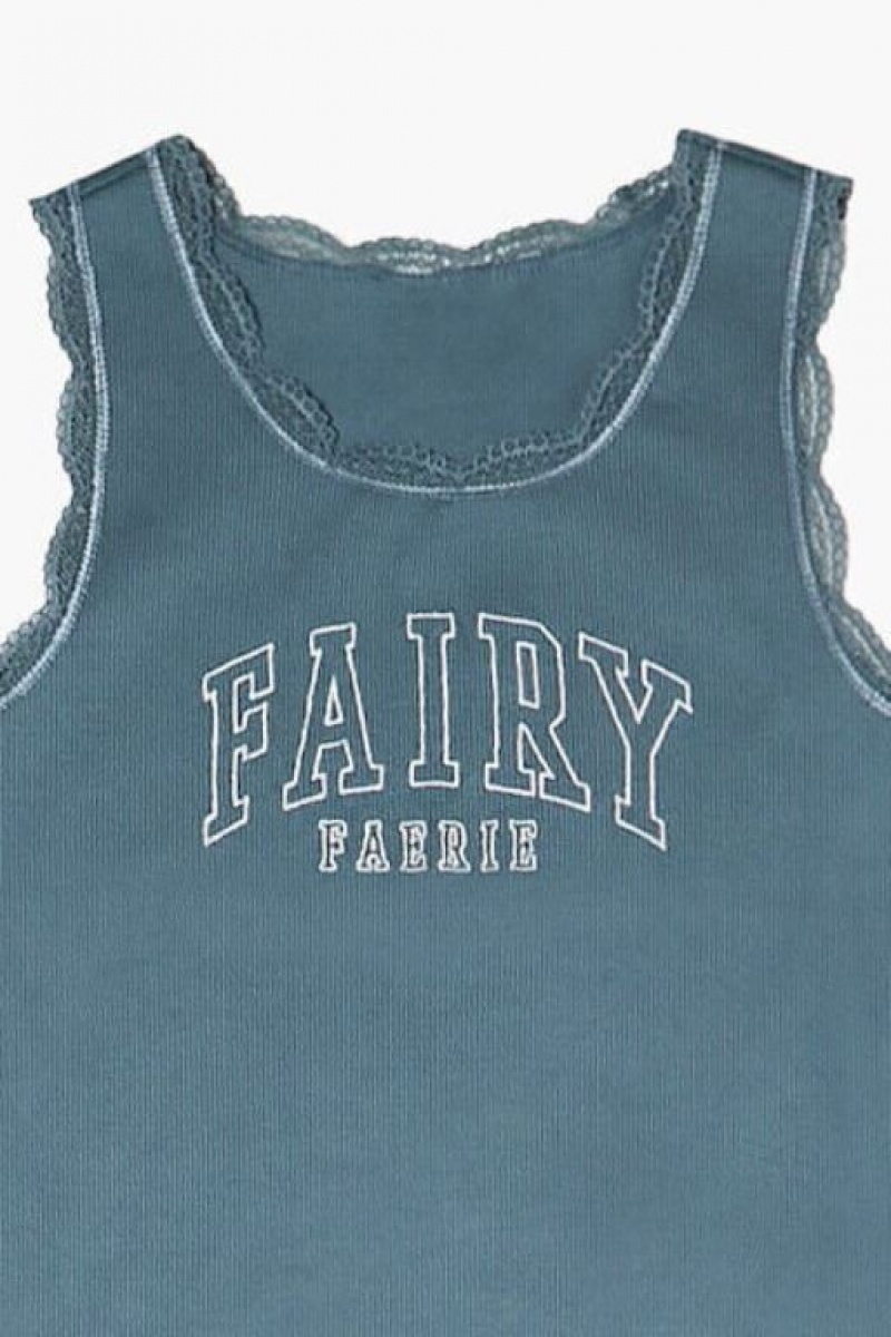 Tops Forever 21 Girls Fairy Estampadas Tank Niños Azules Multicolor | jb9Rzo56WMz