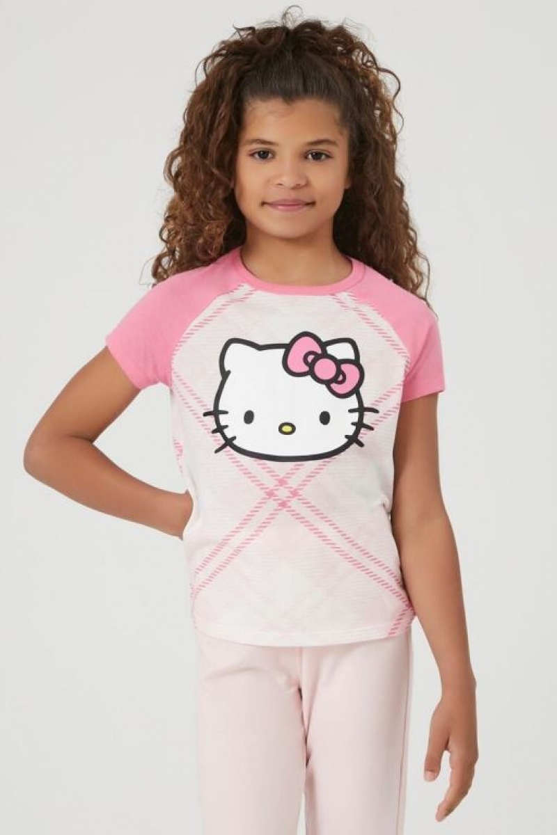 Tops Forever 21 Girls Hello Kitty Raglan Niños Rosas Multicolor | hppMmFGGVaQ